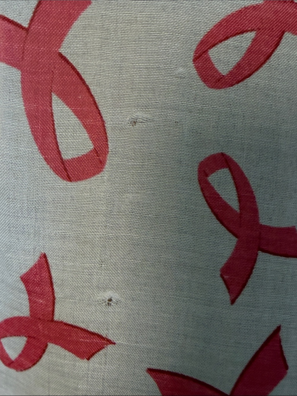 Pink Ribbon Print White Scarf - Supportive Pattern - Picture 5 of 7